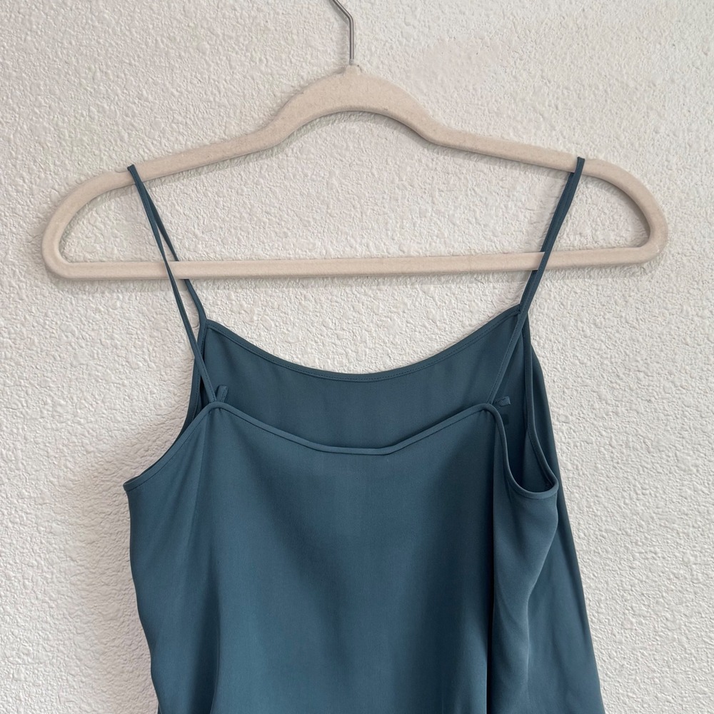 VTG Y2K Jones New York Petite Teal‎ Silk Camisole Tank Top 8P Dainty Fairycore - Picture 8 of 9